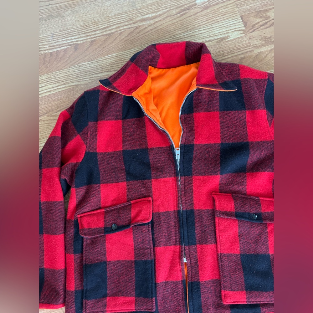 Vintage 70s Woolrich Buffalo Plaid Wool Hunting Jacket Reversible Size XL - Picture 2 of 10